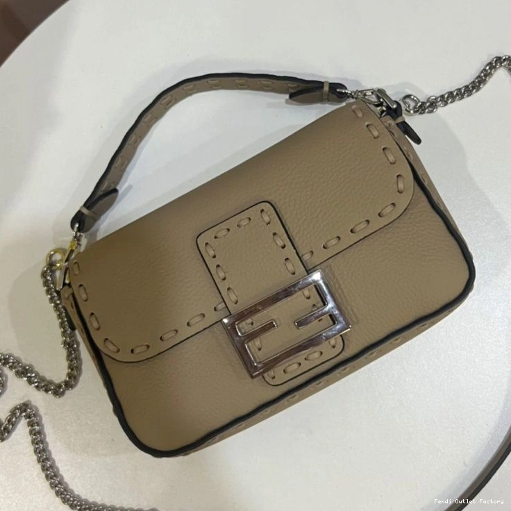 Cheap HOT Baguette Bag Khaki Leather Cuoio Mini Fendi Selleria Romano In 0707
